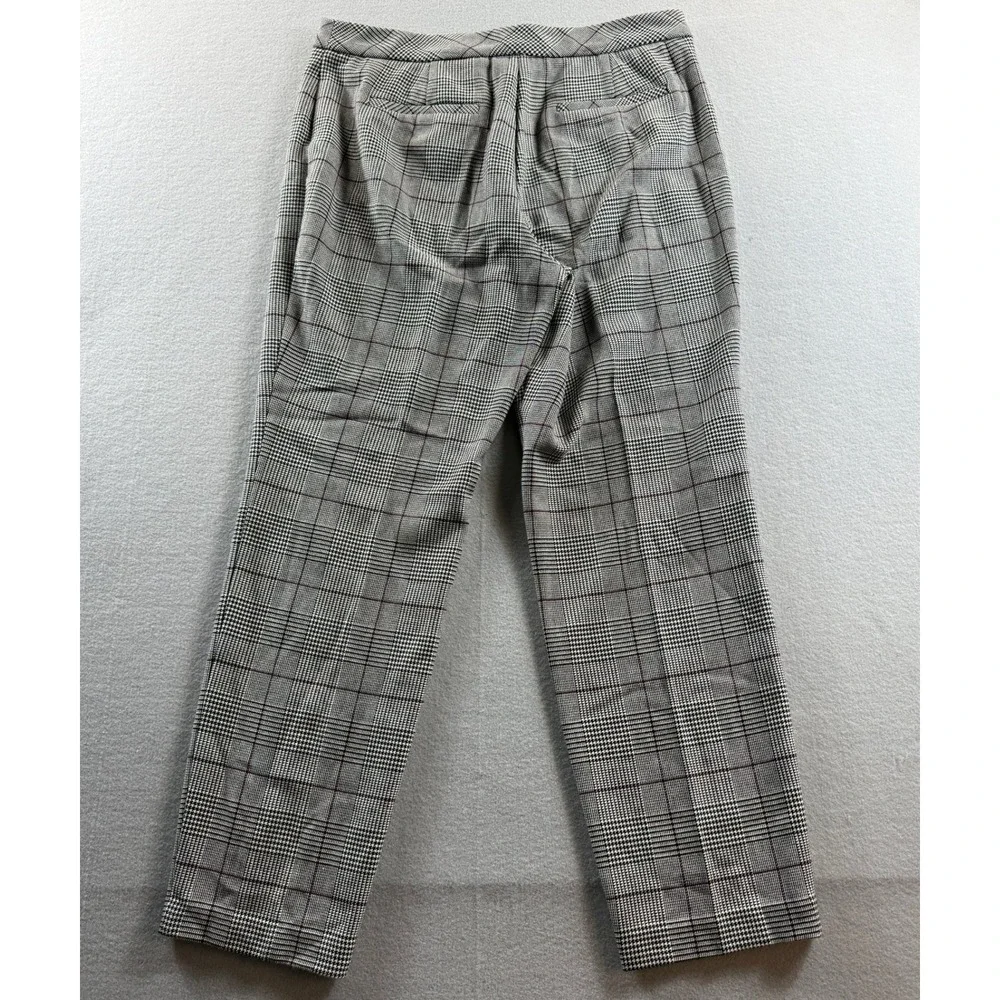 Investments Dress Pants Womens 12R Black White Plaid Glen Check Straight 34x30